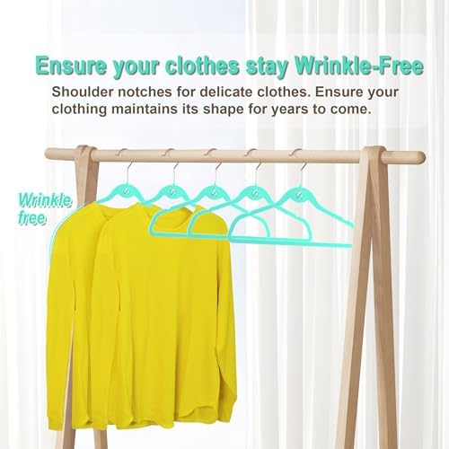 Multi-Color Premium Velvet Hangers with Mini Hooks, Pack of 50, Non Slip, Space Saving Cascading Clothes Hangers, 5 Colors, Pink, Lavender, Navy Blue, Red Burgundy and Mint Green - Image 4