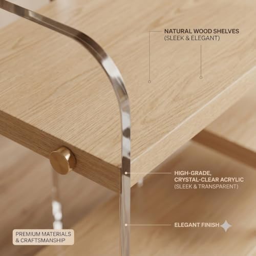 3-Tier Acrylic & Wood Bathroom Vanity Countertop Organizer Shelf - Image 5
