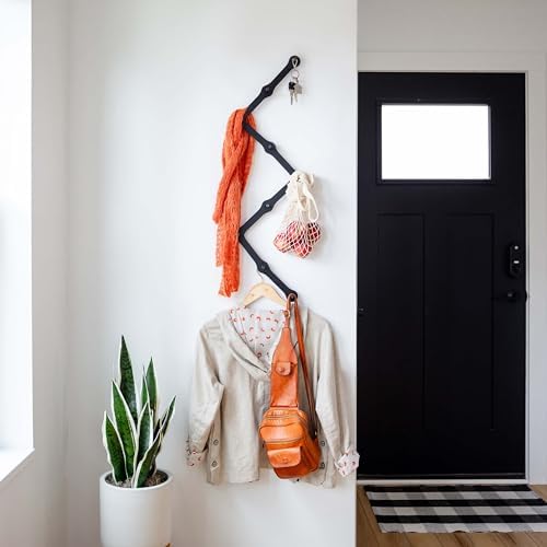Three by Three Seattle Minimalist Wall-Mounted Coat Rack, Black Metal - Image 4