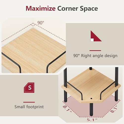 Tajsoon 3 Tier Corner Shelf Stand, Standing Corner Shelf Unit, Natural - Image 6
