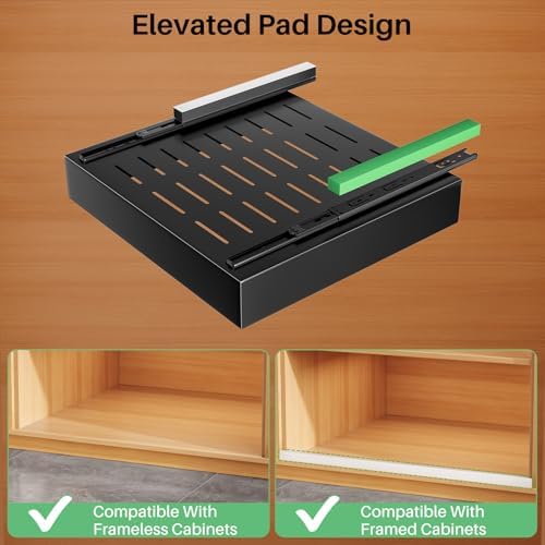 Pull out Cabinet Organizer, 21"Deep, 11.8"Wide Full-Extension Heavy Duty Slide out Drawers with Nano Adhesive, Roll Out Shelves Sliding Cabinet for Kitchen, Bathroom, Pantry,Under Sink Storage(Black) - Image 3
