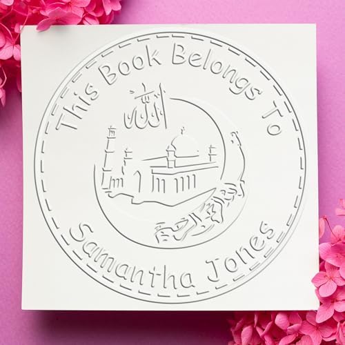 Custom Made Library Embosser - Desk Crescent and Allah Name Embossing Stamp - Ideal for Muslim Wedding Planners - Personalized Book Embosser - Customized Library Stamp for Islamic Weddings and Events by AcornSalesCo