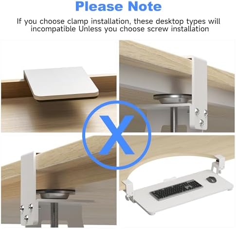 XINLEI Keyboard Tray Under Desk Large C-Clamp 25.6" x 11.8" Board - Image 7