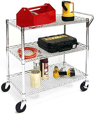 Seville Classics 3-Tier UltraDurable Commercial-Grade NSF-Certifed Service Utility Storage Cart, 34" W, Chrome (1 Pallet of 34 Packs) - Image 7