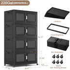 BROVIEW 220Gal Extra Large Storage Bins with Lid and Wheels, Black, 4 Pack - Image 2