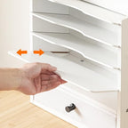 HOOBRO Wall File Organizer, Mail Organizer Wall Mounted, Wooden Literature Organizer, Construction Paper Organizer with Drawer Storage and 2 Hooks, for Office, Classroom, Home, White WT14WF01 - Image 6