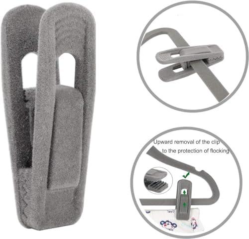 Tinfol Gray Velvet Hanger Clips, 80 Pack Pants Velvet Clips, Large Opening Clothes Pin Hanger Clip, Strong Finger Flocked Clip Perfect for Slim-line Clothes Velvet Hangers - Image 4