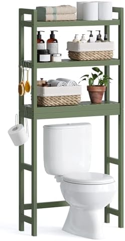 SONGMICS 3-Tier Bamboo Over The Toilet Storage, Adjustable Shelf, 66.9''H by SONGMICSbySONGMICSHOME