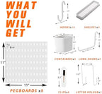 Pegboard Combination Kit, 8 Peg Boards and 30 Accessories Modular Hanging Black Pegboard for Walls, Office Wall Organizer, Keys Holder on Wall, Nursery Storage, 44"x22" Black - Image 3