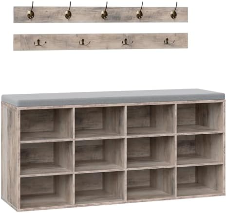 HOOBRO Shoe Storage Bench with Cushion, 39.4" L Entryway Bench by HOOBRO