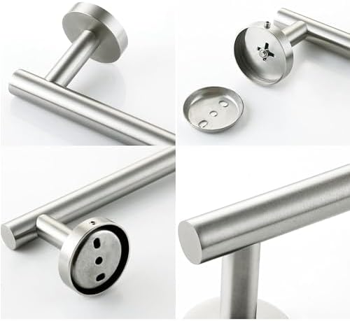 Nolimas 12 Inch Bath Hand Towel Bar SUS 304 Stainless Steel Towel Rod Rack Holder Round Wall Mounted Suit for Kitchen, Living Room&Toilet, Bathroom,Anti Rust Brushed Nickel-2 Pack - Image 6