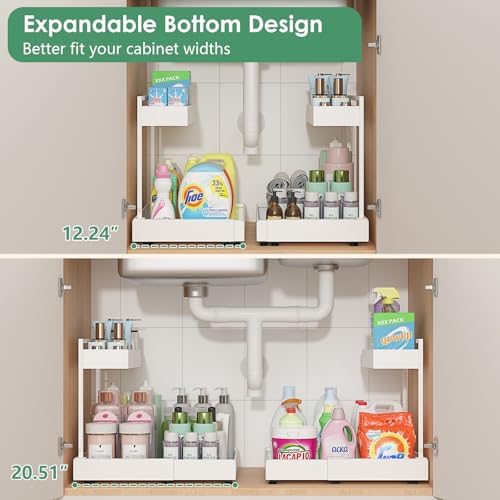 REALINN L-Shaped Under Sink Organizer with 6-Level Height Adjustment - Image 2