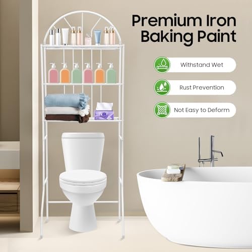 Over-The-Toilet Storage Cabinet Rack, 3-Tier Freestanding Above Over Toilet Storage Shelf for Towels, Toiletries, & Essentials - Image 4