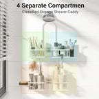 Adjustable Shower Caddy Hanging Rustproof Shower Caddy for Handheld Showerheads, Shower Organizer with Hooks Soap Holder, Anti-Swing Shower Rack Bathroom Accessories (White) - Image 6