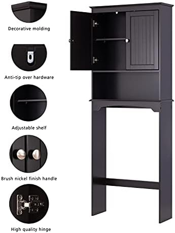 Spirich Over Toilet Storage Cabinet with Doors, Espresso Bathroom Organizer - Image 5