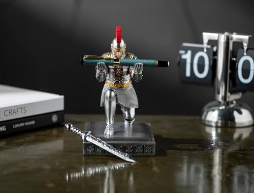 Roman Praetorian Warrior Knight Pen Holder Desk Ornament Silver - Image 5