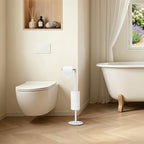 BGL Freestanding Toilet Paper Holder, Tissue Holder On Floor with Reserve Storage Paper Rolls, Roll Paper Holder Standing On Floor (White) - Image 4