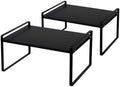 Nxconsu Stackable Cabinet Shelf Organizer 2 Pack, Wide Tall Black by Nxconsu