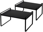 Nxconsu Stackable Cabinet Shelf Organizer 2 Pack, Wide Tall Black by Nxconsu