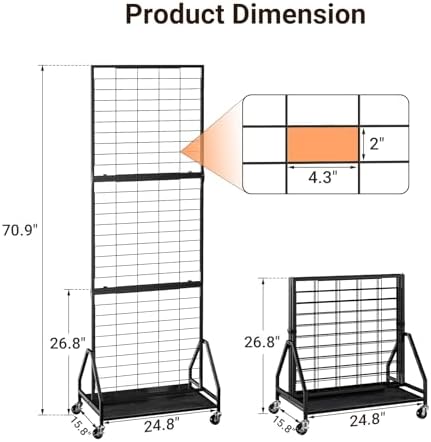 ELYKEN 2 Pack Foldable Grid Wall Panels, 5.7 x 2 FT Gridwall Display Rack - Image 2