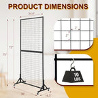 2 Packs 3' x 6' Grid Wall Panels Standing Wire Grid, Sturdy Display Rack with T-Base Wheels Freestanding Gridwall Panel Tower for Shows, Black - Image 3