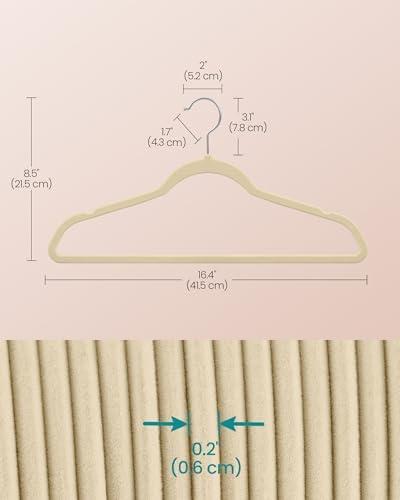 SONGMICS Velvet Hangers 100 Pack, Non-Slip, Heavy-Duty, Space-Saving - Image 6