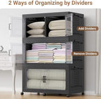 BROVIEW 200Qt Stackable Storage Bins with Lid for Room Closet, 1Pack,Black - Image 5