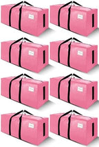SWEET DOLPHIN 8 Pack 200LB Heavy-Duty Moving Bags with Wrap-Around Handles, Extra Large Storage Totes for Space Saving, Clothes Storage Bags, College Dorm Essentials, Pink, 24 Gal by SWEET+DOLPHIN