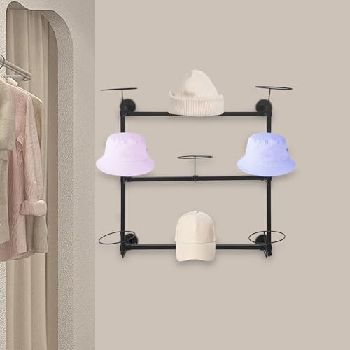 9Pcs Hat Hooks Wire Grid Wall Hat Holder, 3 Tier Hat Display Multiple Hooks for Gridwall for Retail Cloth Wardrobe Capacity 22.05 lbs - Image 5