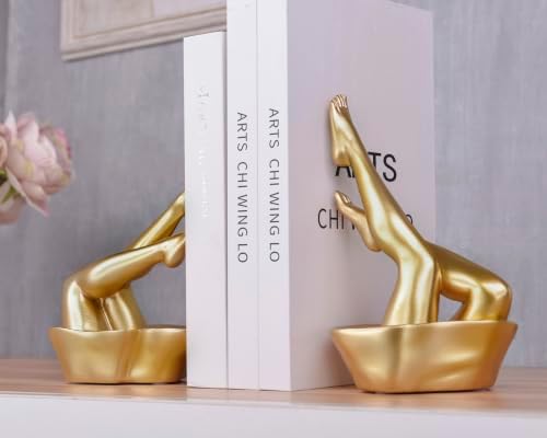 Gold Legs Sculpture Bookends for Shelves, Modern Resin Book Ends Decorative - Image 5