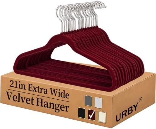 Urby Extra Wide Hangers for Plus Size Clothes, 21 Inch, Velvet, 24pk by Urby