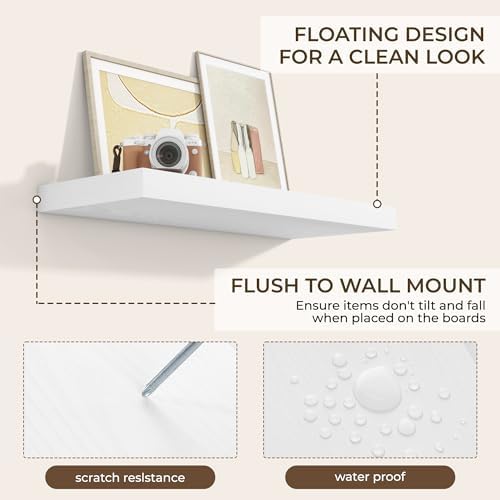 RICHFOCUS Bathroom Floating Shelves for Wall 2Pack|White|32" L - Image 6