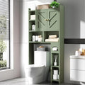 Over The Toilet Storage Cabinet, 64.6" Tall Bathroom Organizer Space Saver with Toilet Paper Holder & Adjustable Shelf, Freestanding Wood Cabinet for Small Space, Green by Meilocar