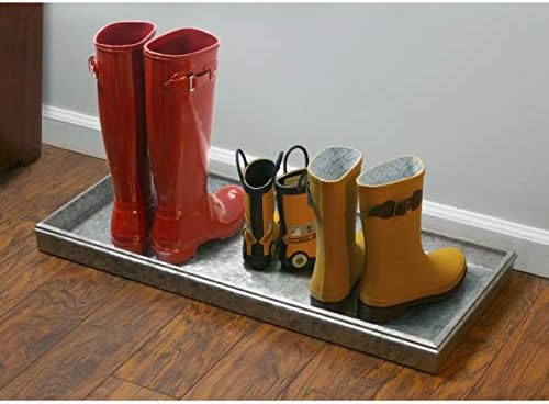 Good Directions Medium Boot Tray, Double Circles Multi-Purpose All Weather Decorative Boot Tray, Shoes, Plants, Garage, Patio Door, Pet Bowls, 30 inch Entry Indoor Shoe Tray, Galvanized Gray - Image 4