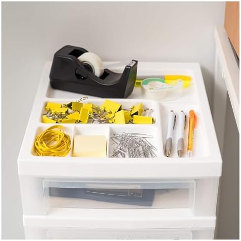 IRIS USA Plastic Drawer Storage Organizer Rolling Cart, 2-Pack, with Wheels Casters, 6-Drawers, for Classroom Art Craft Supplies Dresser Closet Bathroom Laundry Room, White/Clear - Image 6