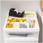 IRIS USA Plastic Drawer Storage Organizer Rolling Cart, 2-Pack, with Wheels Casters, 6-Drawers, for Classroom Art Craft Supplies Dresser Closet Bathroom Laundry Room, White/Clear - Image 6