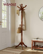 VASAGLE Freestanding Coat Rack, Rubber Wood Coat Tree with 11 Hooks - Image 2