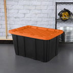 Sterilite 18 Pack 27 Gal Industrial Storage Tote with Snap Fit Lids, Orange - Image 5