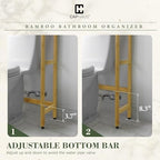CAPHAUS Over -The -Toilet Storage Shelf,7-Tier Bamboo Bathroom Organizer Shelf Rack Over Toilet with Adjustable Feet & Hooks, Freestanding Toilet Shelf for Bathroom Laundry Balcony Plant Stand,Black - Image 4