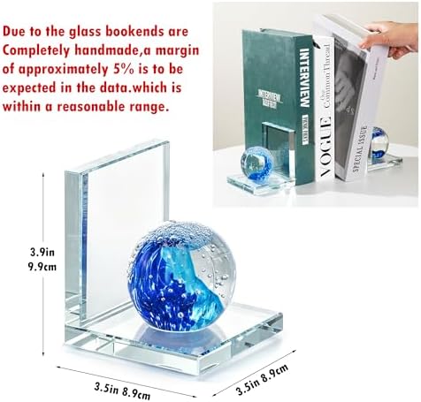 1 Pair Heavy Duty Book Ends for Shelves, Crystal Bookends for Heavy Books - Image 2
