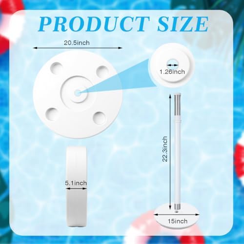 Briwooody Floating Pool Umbrella Stand with Table, Portable Shade Base Holder with Weighted Base and 4 Cup Holders, Pool Sunshade Support for Pools and Hot Tubs (Umbrella Not Included) - Image 2