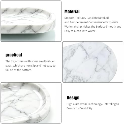 Oval Marble Tray for Bathroom, Marble Vanity Tray 10 x 5 x 0.6 - Image 4