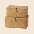 Nonam M&L Seagrass Storage Baskets with Lids, Woven Organizer Bins, Natural by Home