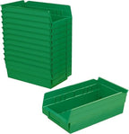 Akro-Mils 30130 Heavy Duty Plastic Shelf Bins, 12"x 6.5"x 4", Green, 12-Pk by Akro-Mils