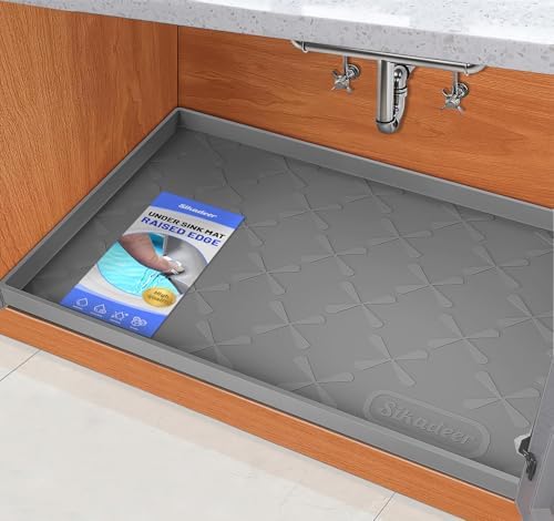 SIKADEER Waterproof Under Sink Mat Silicone 40"x19", Kitchen Cabinet Liner by SIKADEER