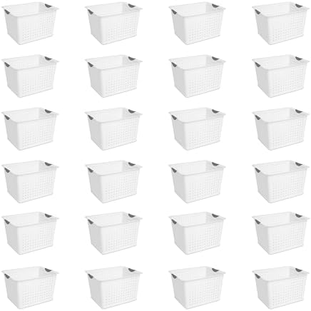 Sterilite Deep Ultra Basket, Open Top Plastic Storage Organizer, 24-Pack by Sterilite