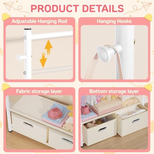 Kids Clothing Rack 2 Tier Baby Closet Toddler Dress up Racks - Image 6