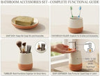 4 Piece Ceramic Bathroom Accessories Set, Soap Dispenser, Toothbrush Holder, Tumbler and Soap Dish, Speckled White & Terracotta Bathroom Counter Set, Modern Boho Farmhouse Decor 2. Product Description - Image 5