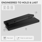 Homeforia 24 Inch Floating Shelves, High-End Solid Pine Wood, Set of 4 - Image 2
