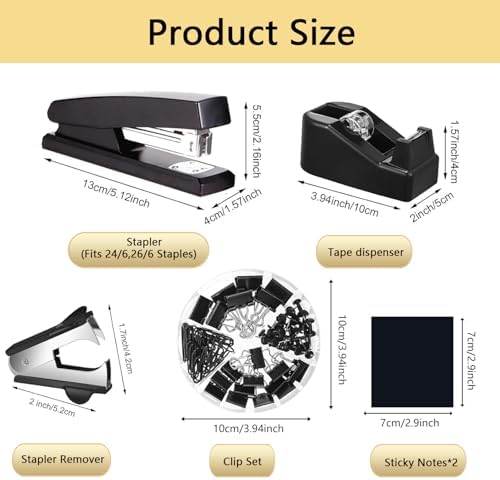 Office Supplies,Desk Accessories,Desk Organizer,Stapler,Tape Dispenser,Folding Phone Holder,Scissors,Notebook,Staple Remover,Staples,Clear Tape,Sticky Notes,Paper Clips,Bookmark,Pen,Pen pals Ect.27pcs - Image 6